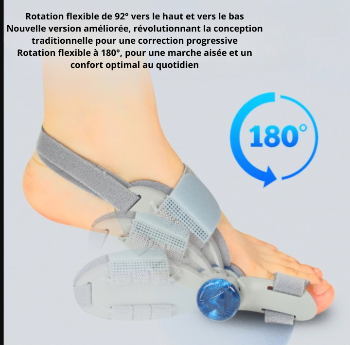 Attelle hallux valgus rotation flexible 92 degrés correction progressive
